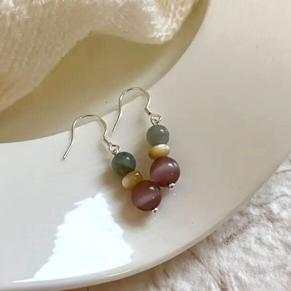 Handmade Jewelry - Handcrafted Beaded Drop Earrings Dainty Round Tassel Dangle Charm Lightwght Boho